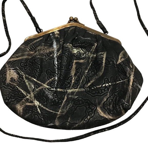 Fancy Nancy Handbag Patterned Fabric Scrolled Decorative Metal Purse - Picture 12 of 13